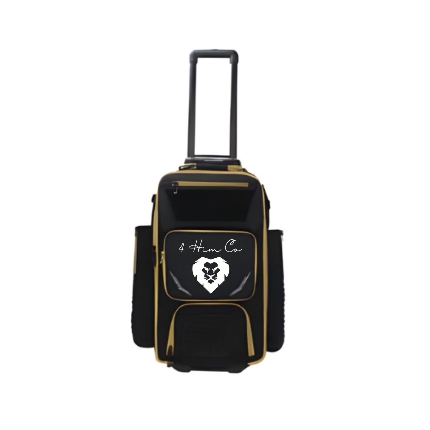 Black Gold Roller Wheeled Baseball Backpack