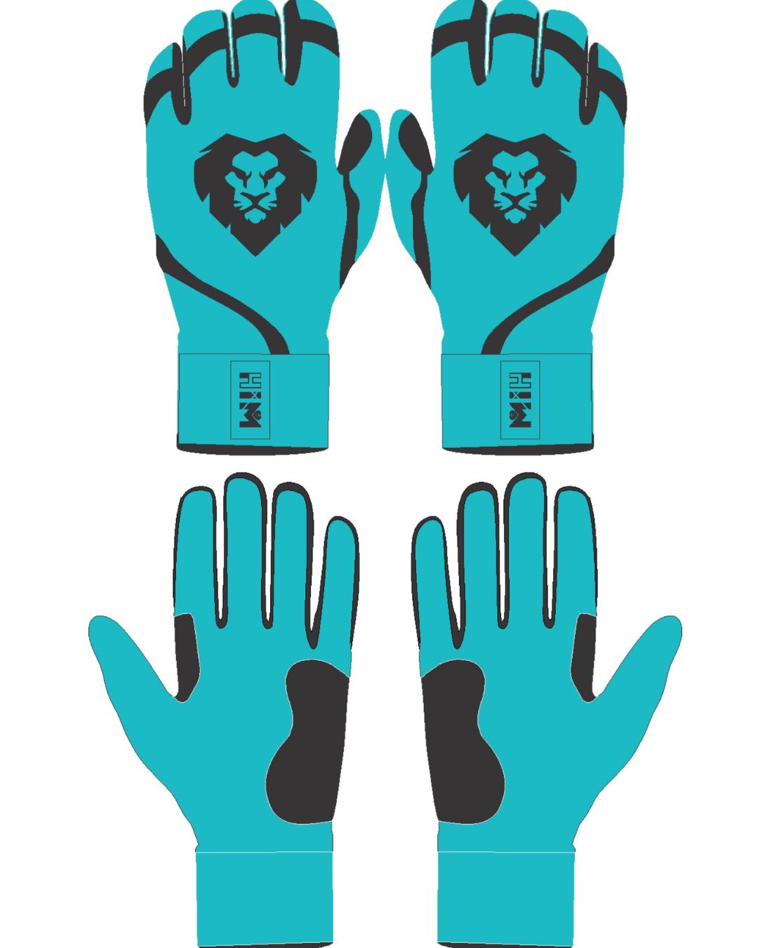 Teal/Black Batting Gloves