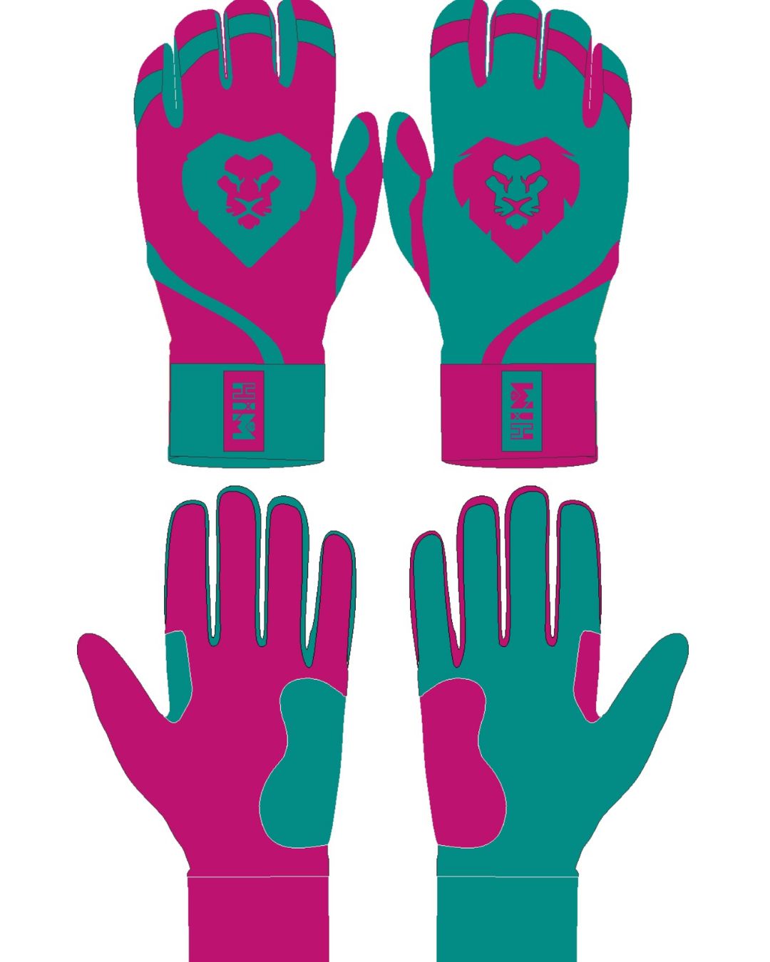 Pink/Teal Batting Gloves