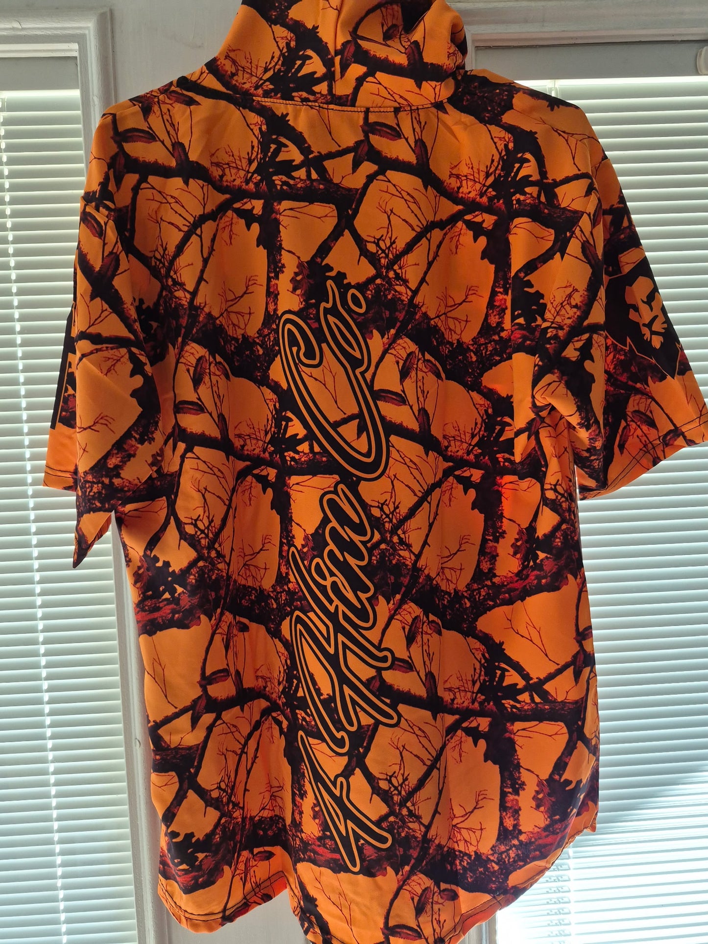 Orange Camo Short Sleeve Hoodie