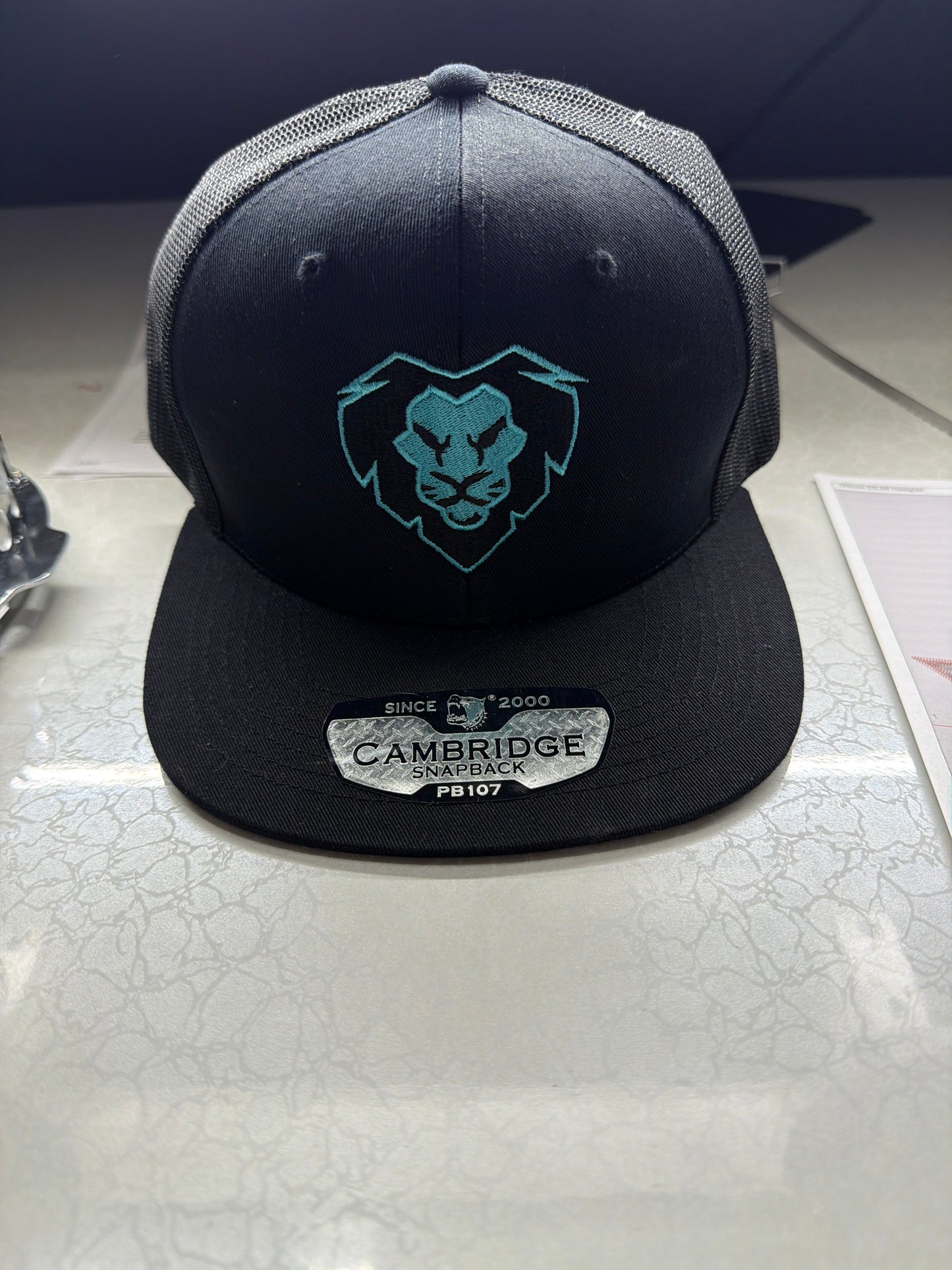 4 Him Co. Teal Lion Mesh Snapback Hat PB107 6-Panel