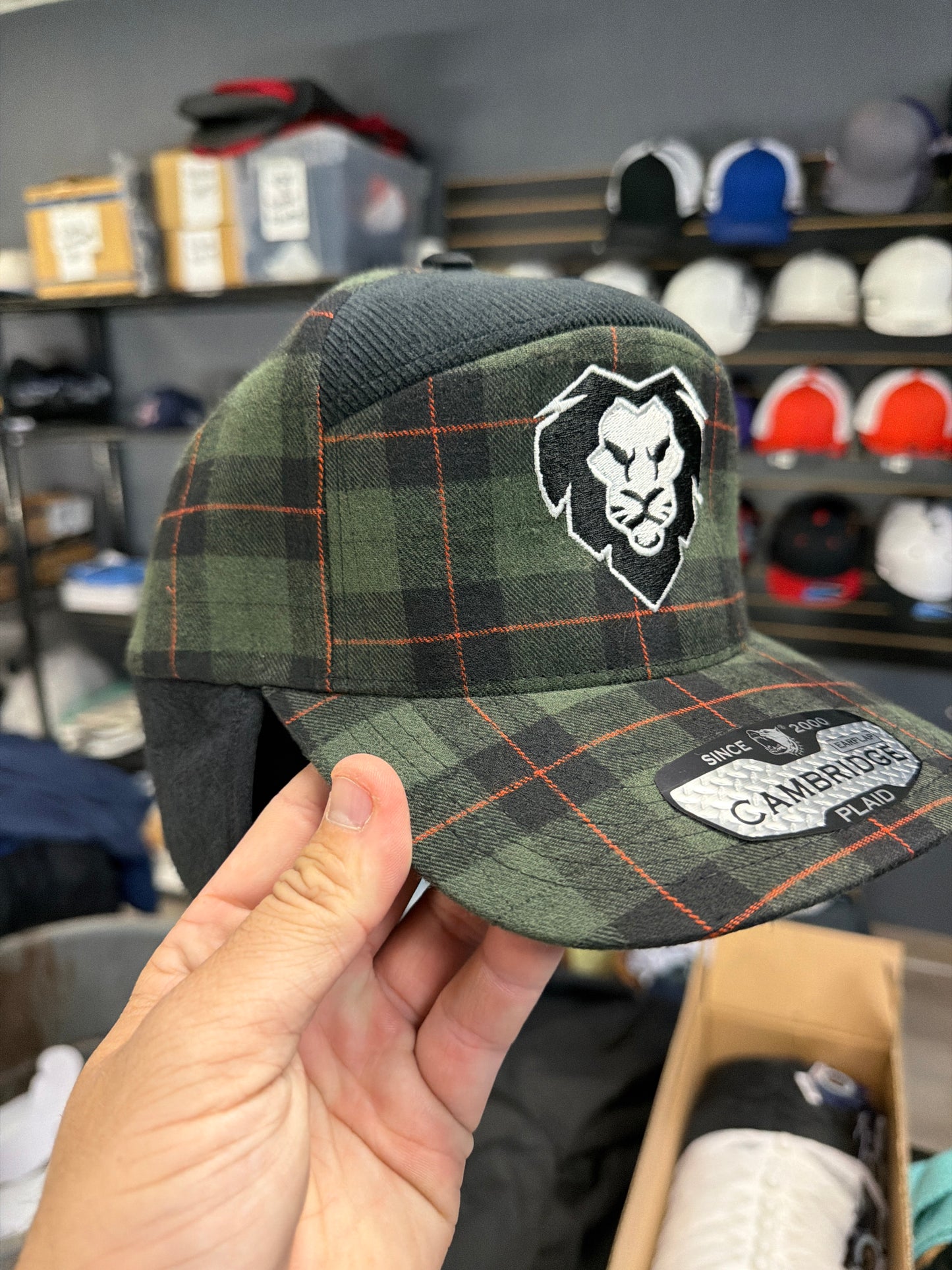Plaid Snapback Hat – Lion Logo
