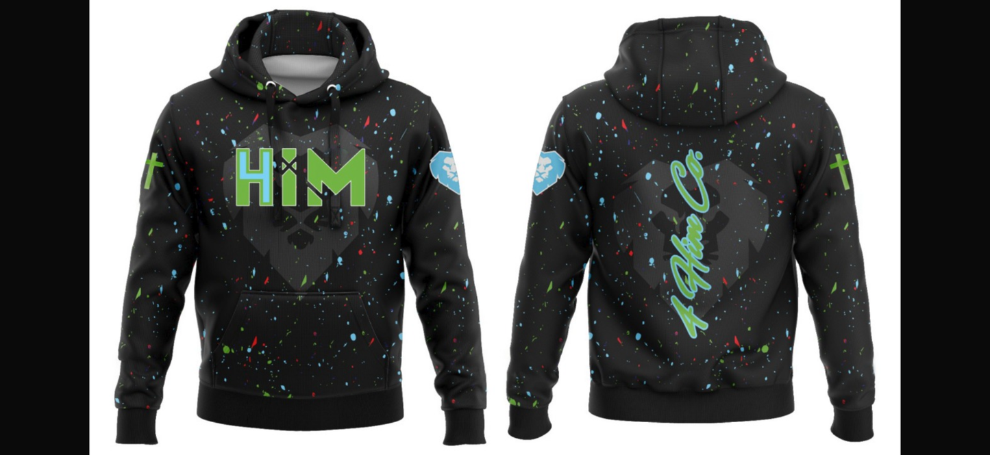 Paint Splatter Black Hoodie Fleece