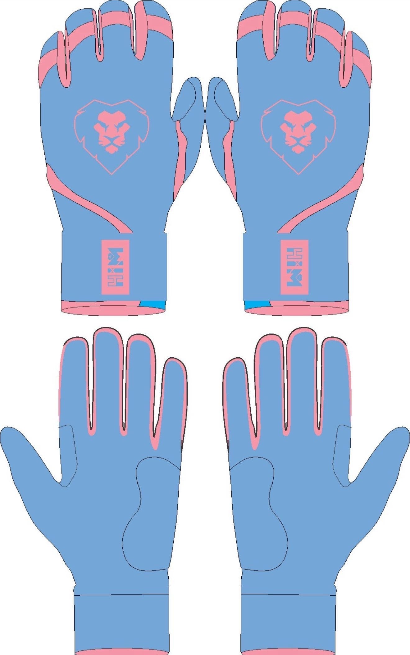 Sky Blue / Pink Batting Gloves. (Shipped In-transit)