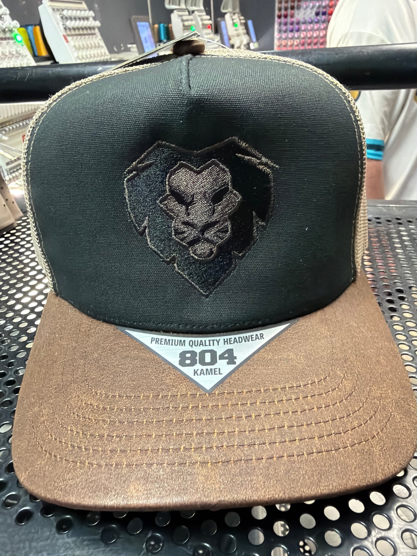 Forest & Tan Suede Lion Snapback