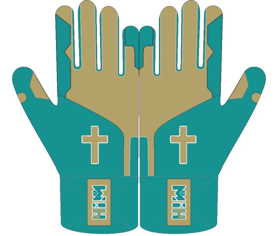 Teal Gold Cross Batting Gloves (Pre-Order) – Stock October 14th