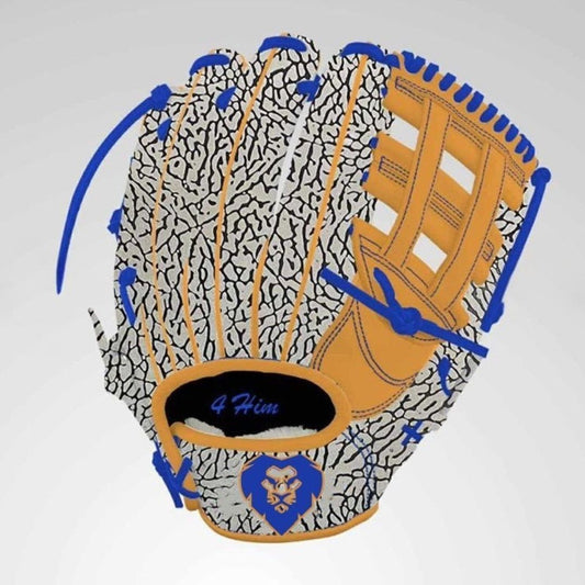 Elephant Print Fielding Glove (Orange/Blue, Right Handed) – Ships Mid/Late October