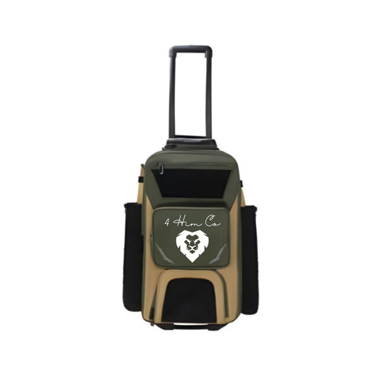 Army Green Roller Wheeled Baseball Backpack