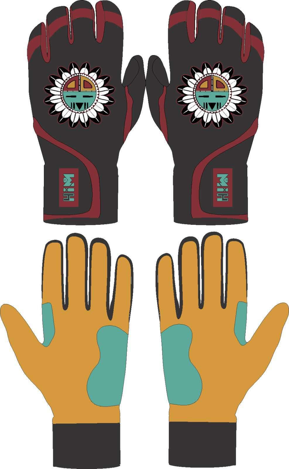 Black/Marron/Teal/Yellow Native 2.0 Gloves