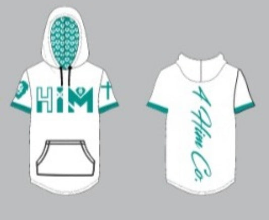 Teal/White Short Sleeve Hoodie (Limted Time Only)