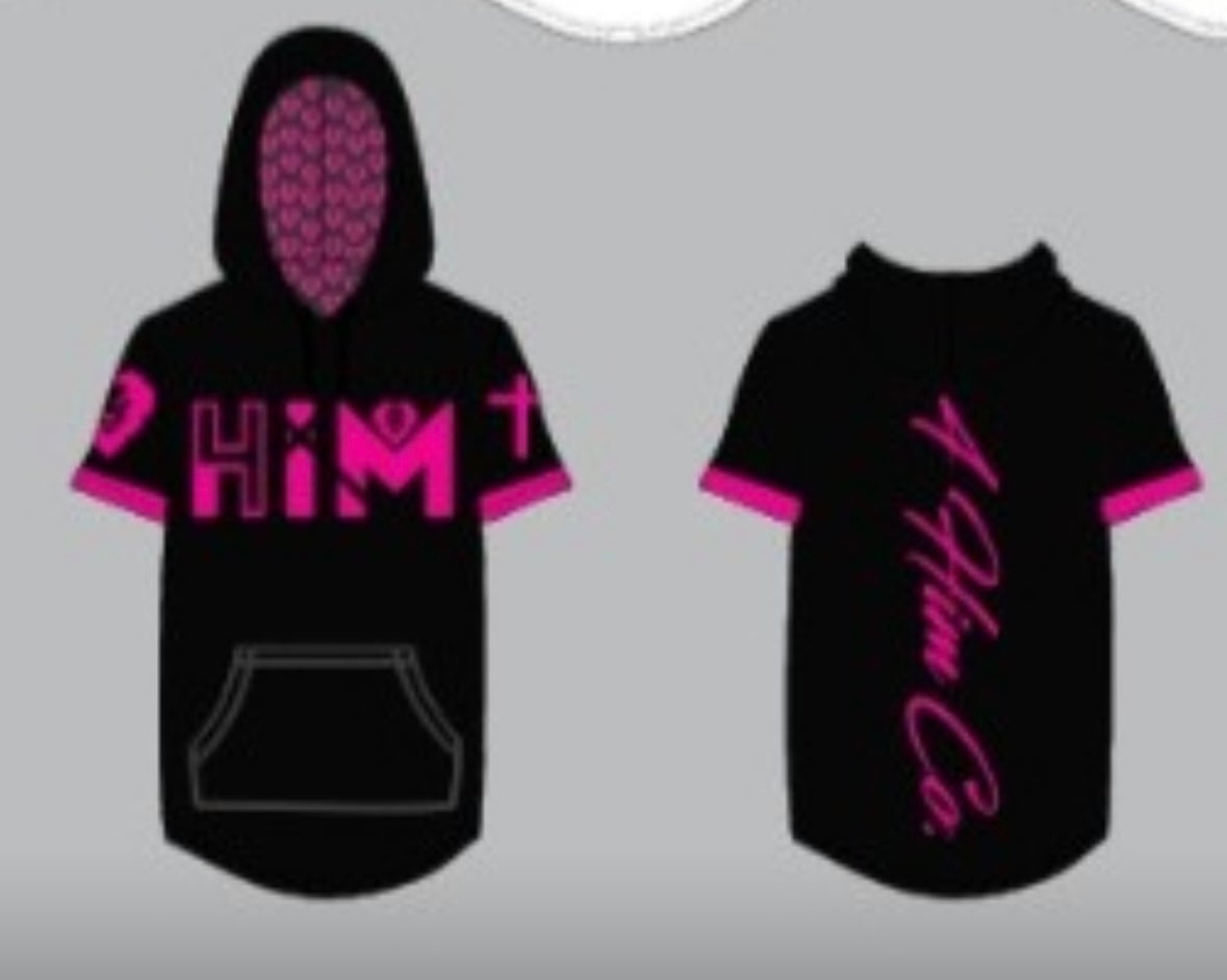 Black/Pink Short Sleeve Hoodie