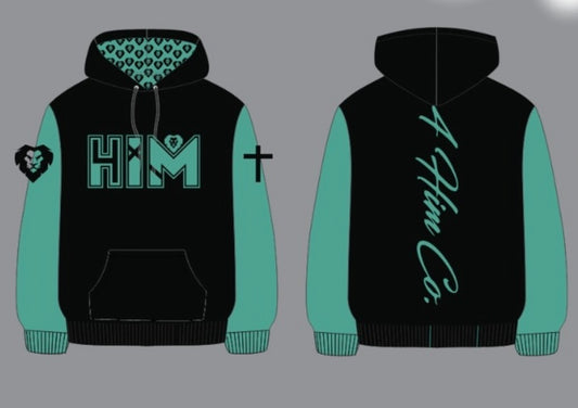 4 Him Hoodie Black With Teal