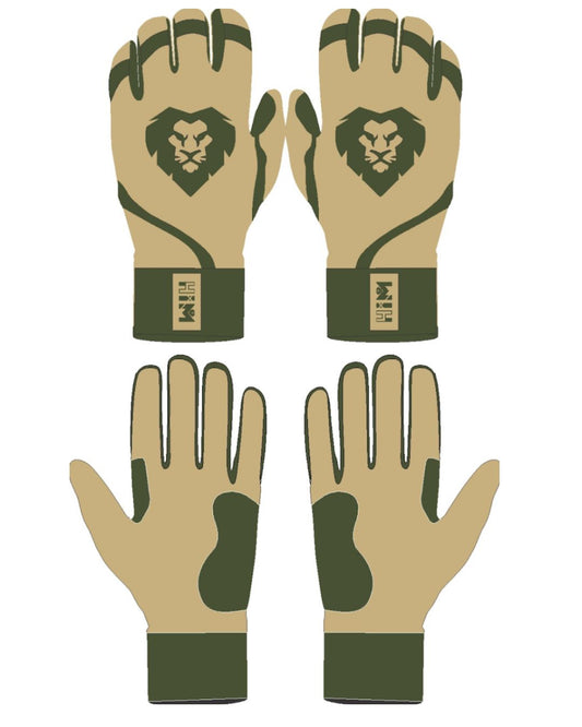 Tan/Olive Green Batting Gloves