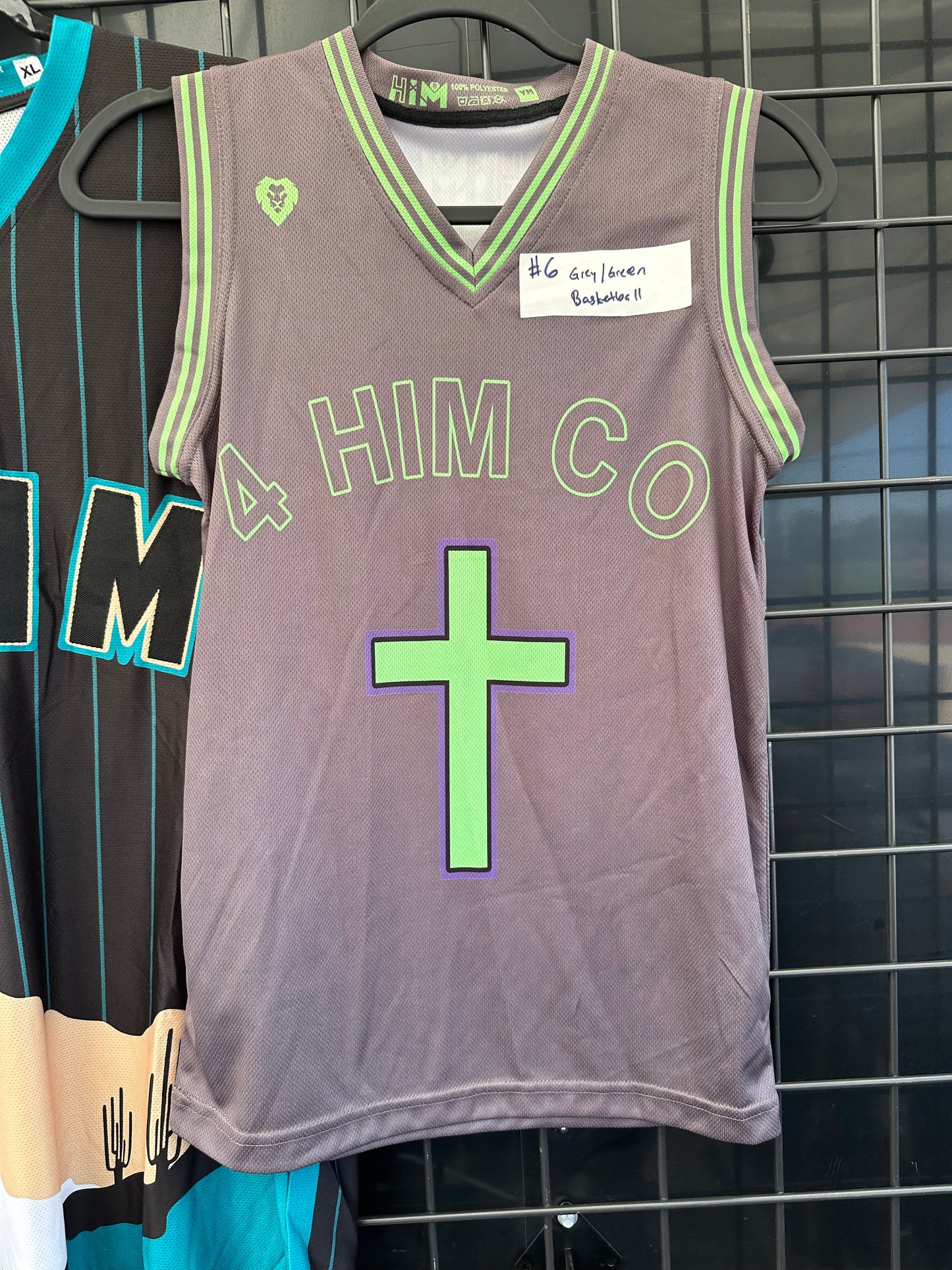 Grey/Green Basketball Jersey