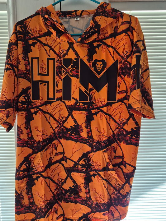 Orange Camo Short Sleeve Hoodie