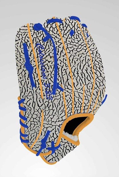 Elephant Print Fielding Glove (Orange/Blue, Right Handed) – Ships Mid/Late October