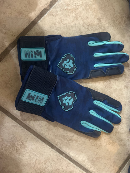 Navy Aqua Cabretta Leather Batting Gloves [Ready to Ship]