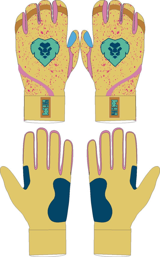 [ Pre- Order ] Yellow, Pink & Teal Cabretta Leather Batting Gloves