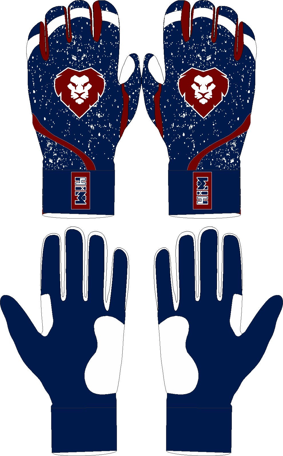 [ Pre- Order ] Navy, White & Maroon Splatter Cabretta Leather Batting Gloves