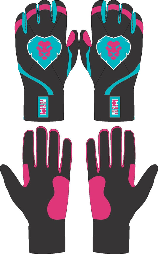 [ Pre- Order ] Black, Pink & Teal Cabretta Leather Batting Gloves