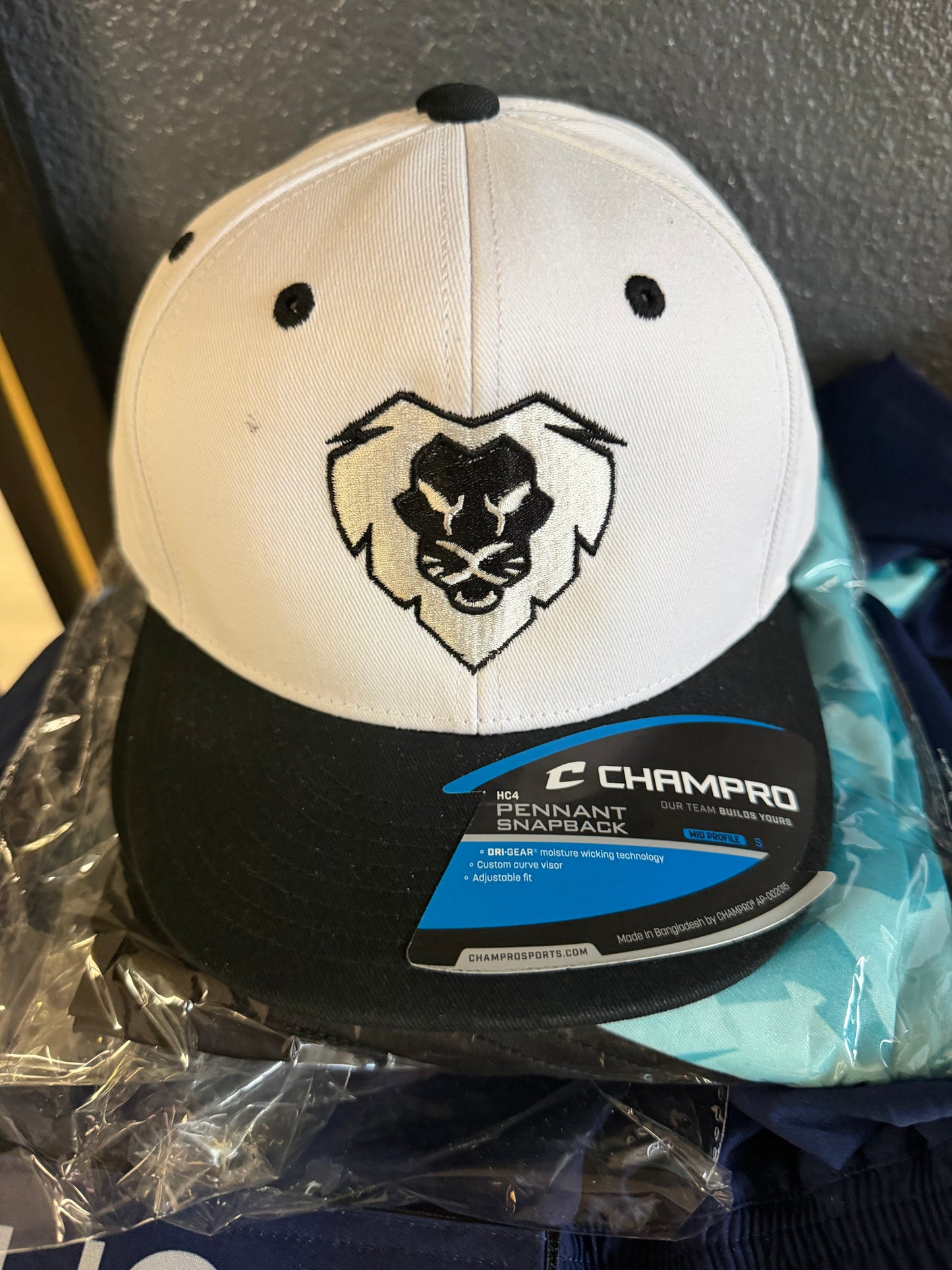 White & Black Lion Logo Snapback