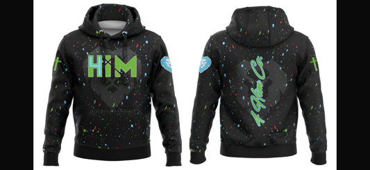 Paint Splatter Black Hoodie Fleece