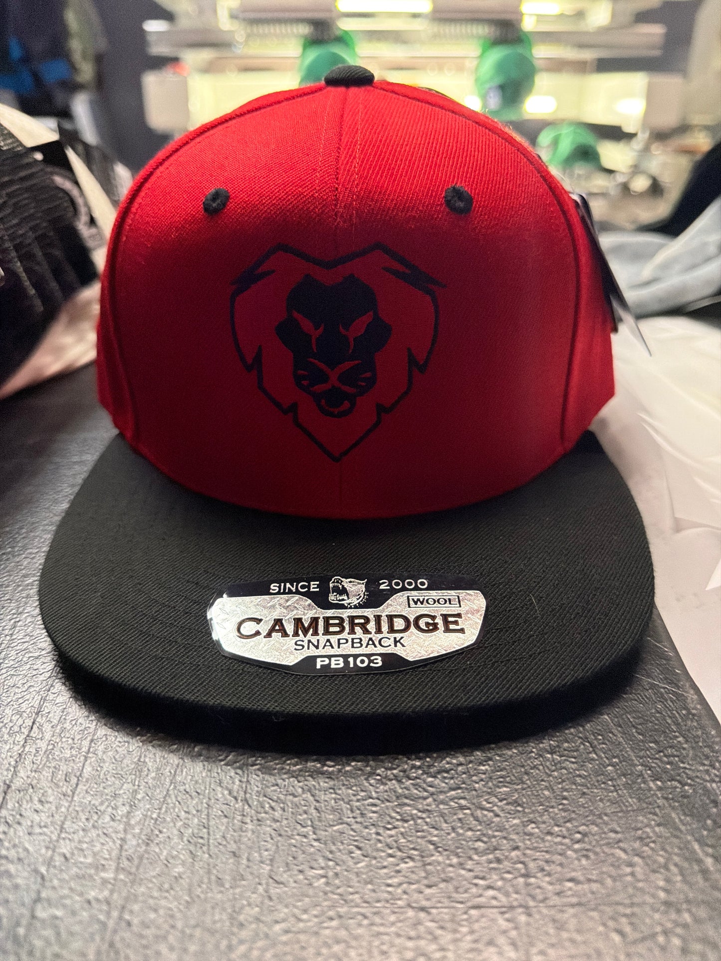 Red & Black Lion Snapback