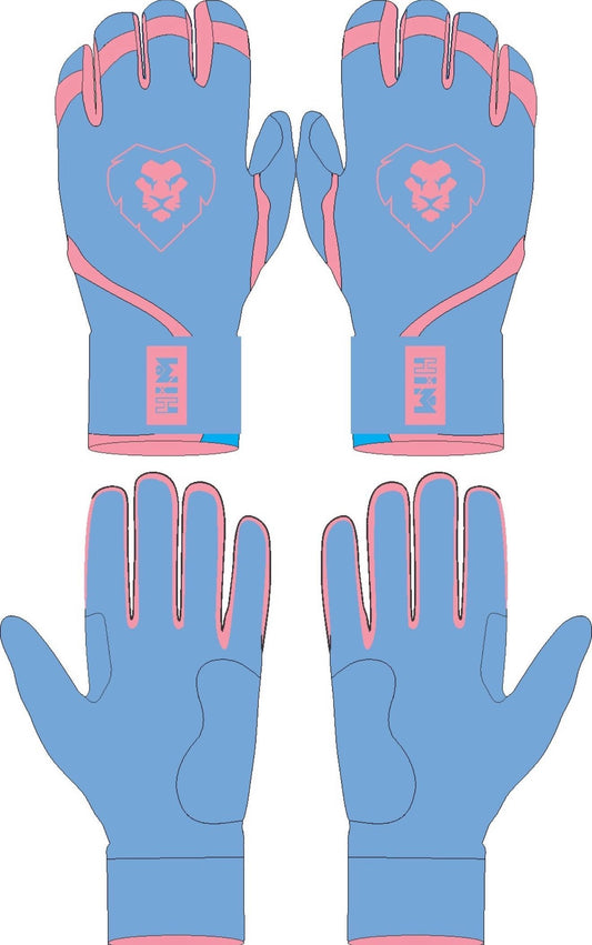Sky Blue / Pink Batting Gloves. (Shipped In-transit)