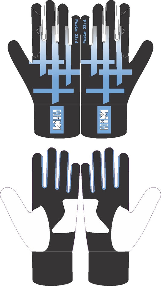 Black / Sky Blue Cross Batting Gloves  [In-Production]
