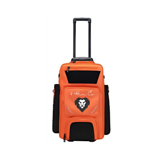 Orange Roller Wheeled Baseball Backpack