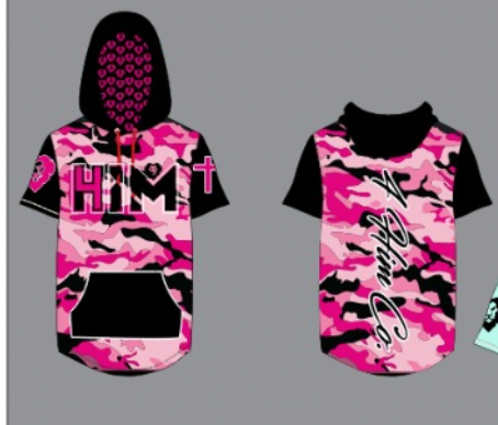 Pink Camo Short Sleeve Hoodie