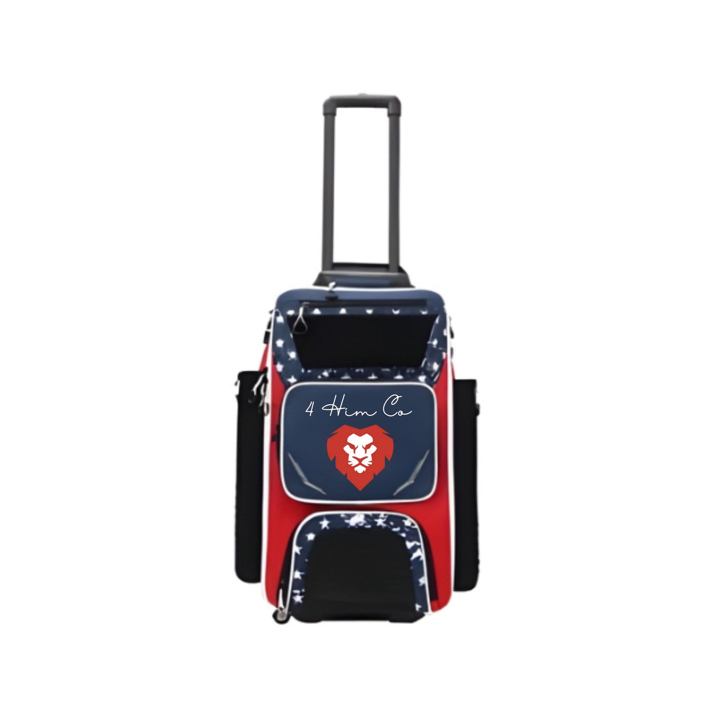 USA Flag Design Roller Wheeled Baseball Backpack Bag