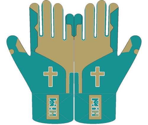 Teal Gold Cross Batting Gloves (Pre-Order) – Stock October 14th